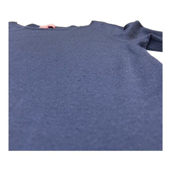 Lilly Pulitzer Helena Dress Womens L Blue Merino Wool Sweater Midi Preppy Office - Picture 7 of 10